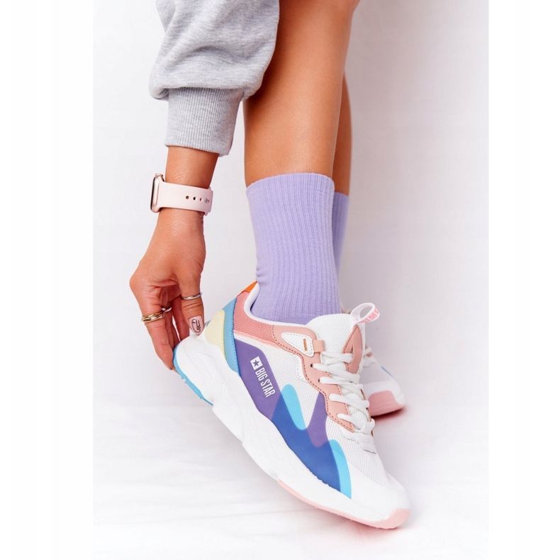 Kvinnors sportskor Memory Foam Big Star HH274809 Vit-Rosa violett blå 1