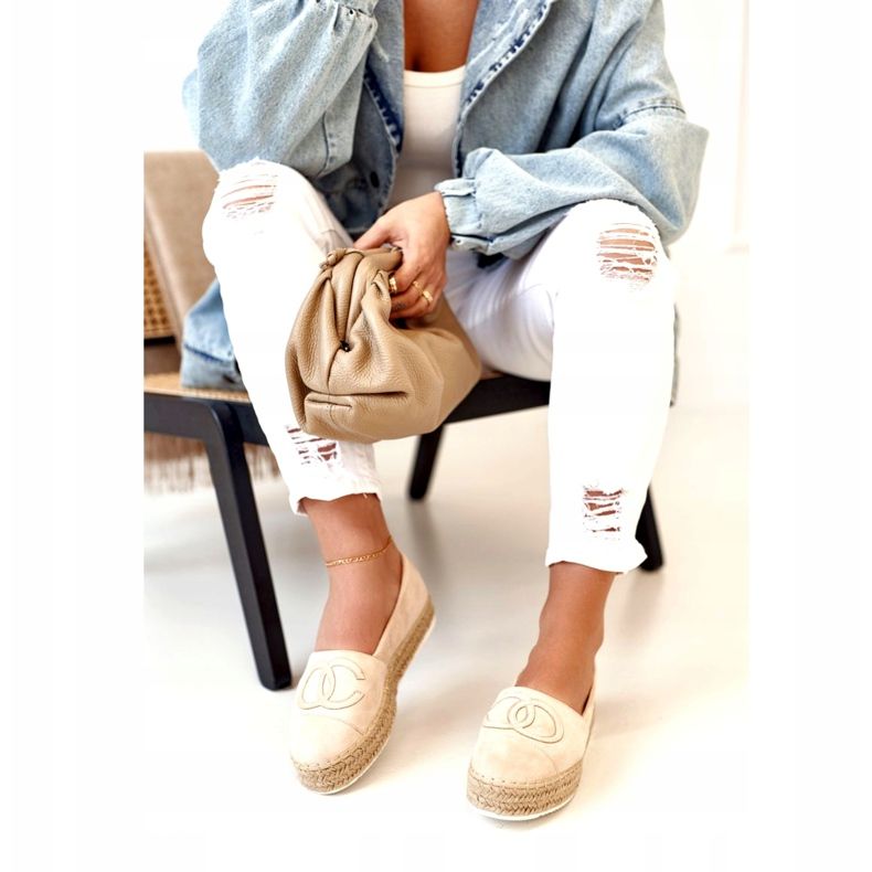 PS1 Espadriller för kvinnor på en halmplattform Beige Febi 1