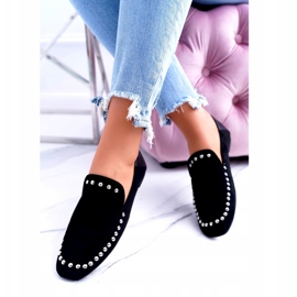 Lu Boo Black Lords Ballerinas för kvinnor med Planta -strass svart silver- 3