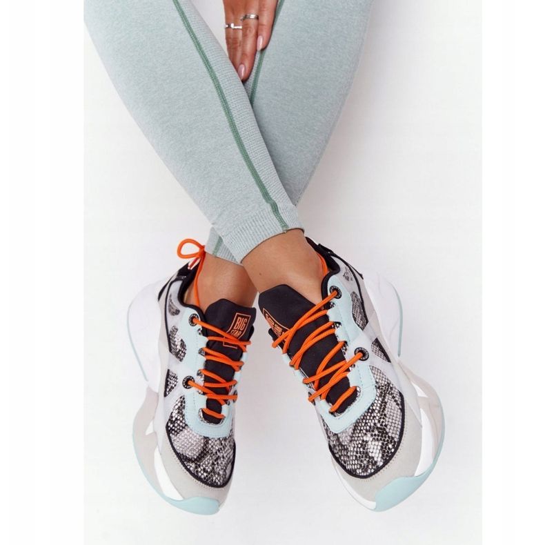 Kvinnors sportskor Memory Foam Big Star HH274324 Grågrön orange 2