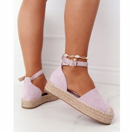 MSMG Espadrilles på halmplattformen Violet Bali violett 1
