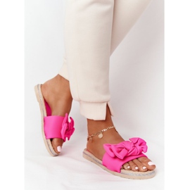 MSMG Gummi tofflor med rosa Andrea rosett beige 2