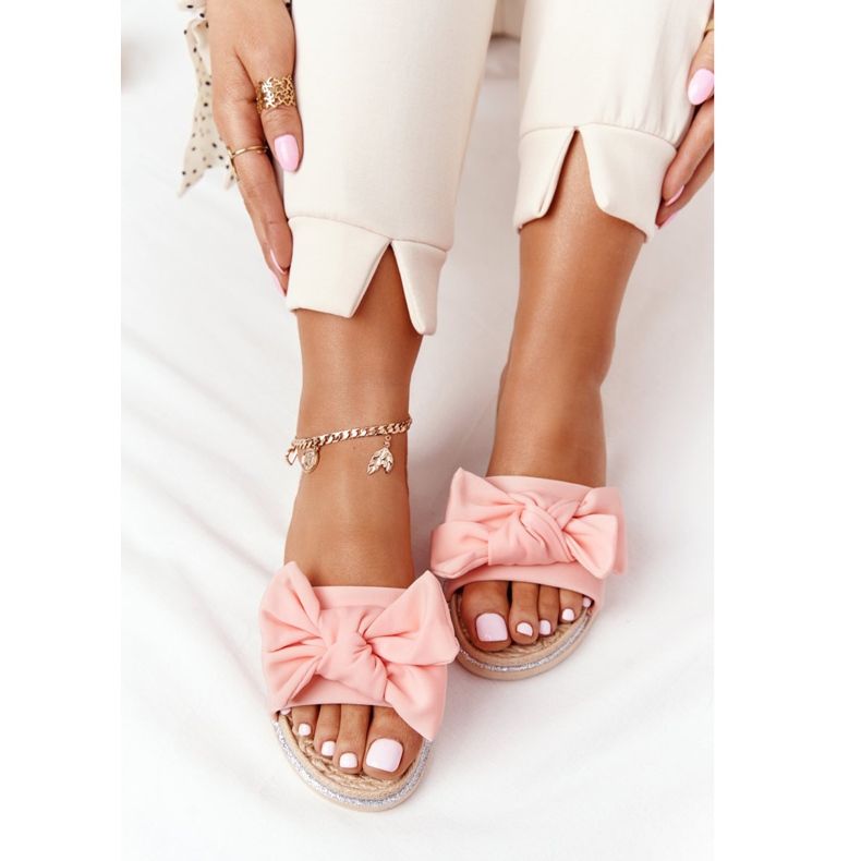 MSMG Gummitofflor med Andrea Coral Bow beige mångfärgad rosa 1