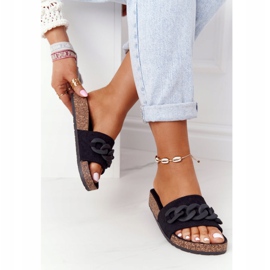 MSMG Svarta Makayla mocka tofflor på korksulan 1