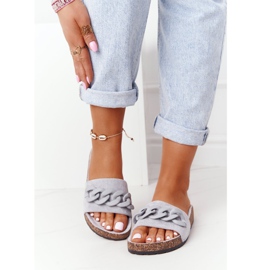 MSMG Grå Makayla mocka tofflor på kork sula 2