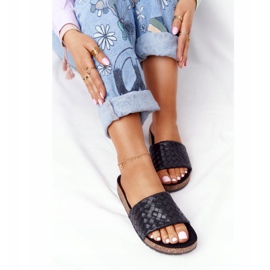 MSMG Svart Catalina läder tofflor på kork sula 1