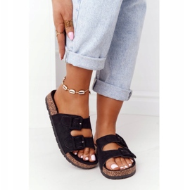 MSMG Svarta Jennifer mocka tofflor på kork sula 2