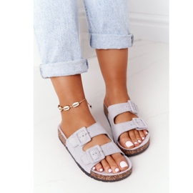 MSMG Jennifer Grey mocka tofflor på kork sula grå 1