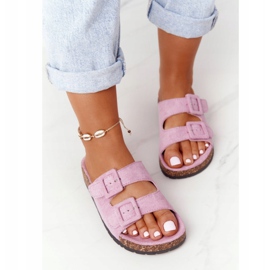 MSMG Mocka tofflor på en kork sula ljus violett Jennifer 1