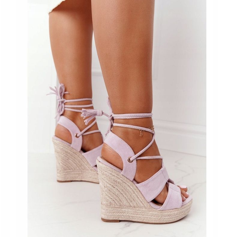 MSMG Tied Wedge Sandals Violet Mallorca purpur 1