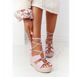 MSMG Tied Wedge Sandals Violet Mallorca purpur 2