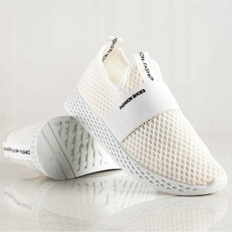 SHELOVET Slip-on sneakers med mesh vit 2