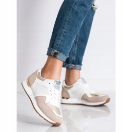 SHELOVET Snygga WHITE AND BEIGE sneakers vit 1