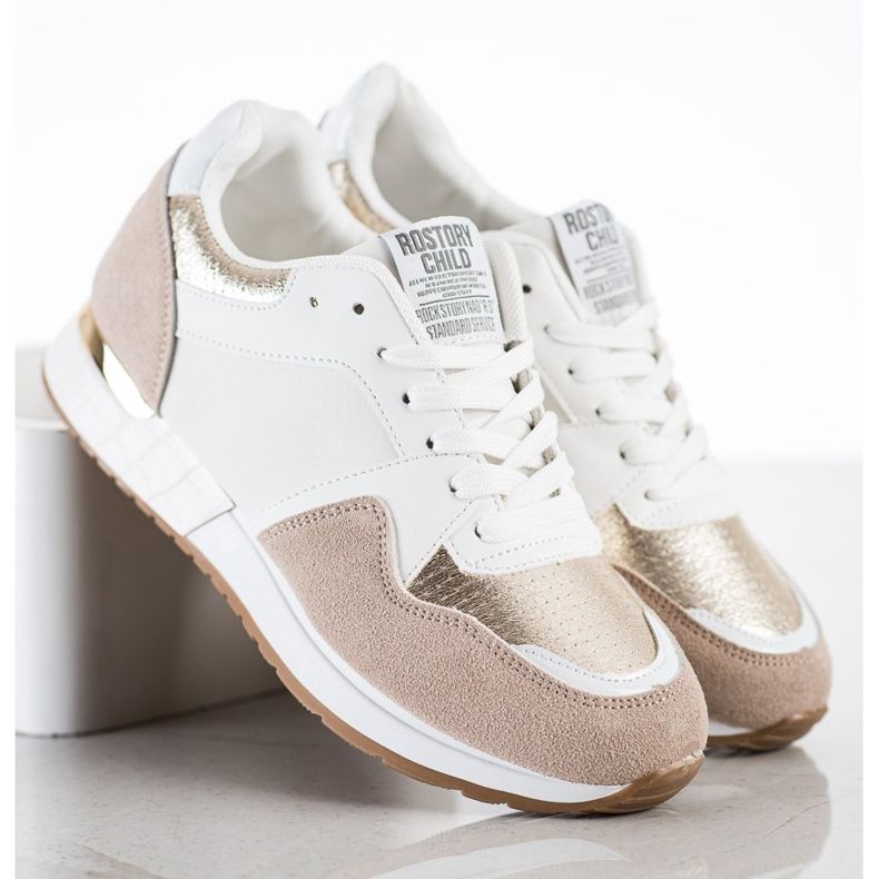 SHELOVET Snygga WHITE AND BEIGE sneakers vit 2