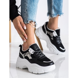 SHELOVET Snygga sneakers med glitter svart 2