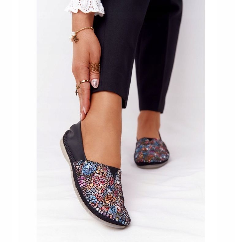 Kvinnors läder Maciejka 01930-87 Black Ballerinas svart mångfärgad 1