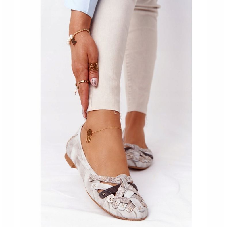 Kvinnors läderballerinor Maciejka 01358-44 Dirty Beige 2