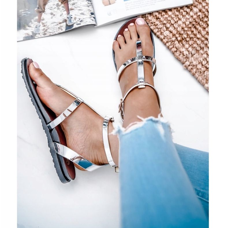 Lu Boo Silver Mirror Sandals Roman Japanese Lento silver- 3