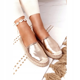 Läder Espadriller på en flätad sula Big Star HH274503 Golden gyllene 4