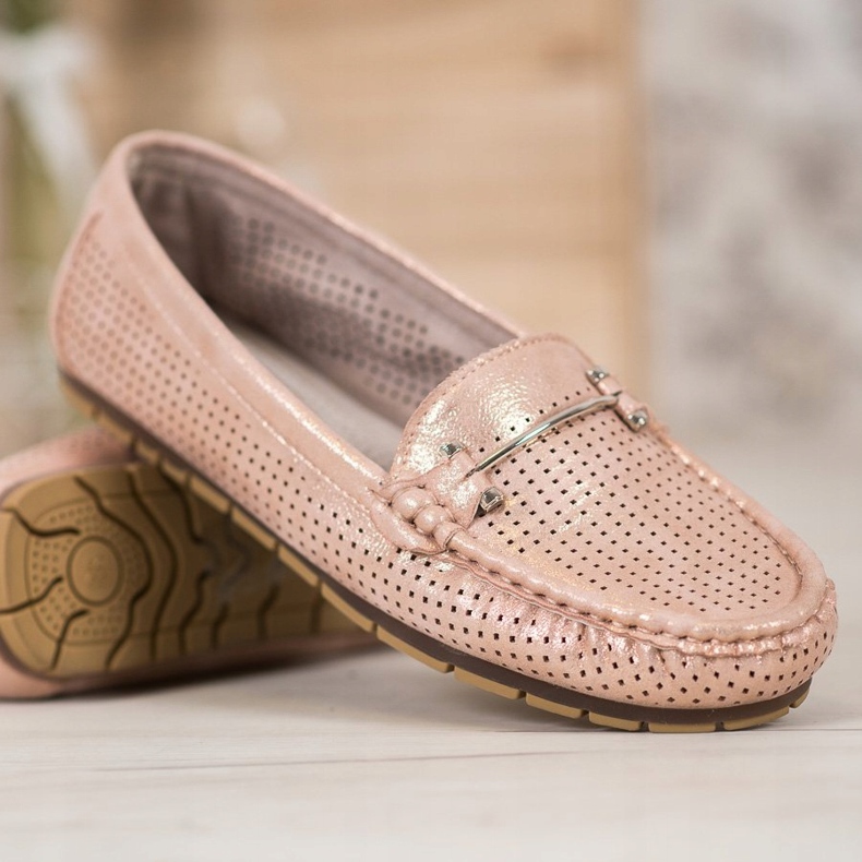 Kylie Glänsande loafers rosa 2