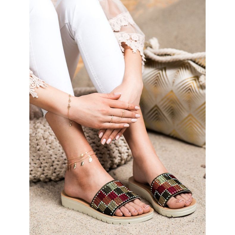 SHELOVET Tofflor Med Cubic Zirconia mångfärgad 2