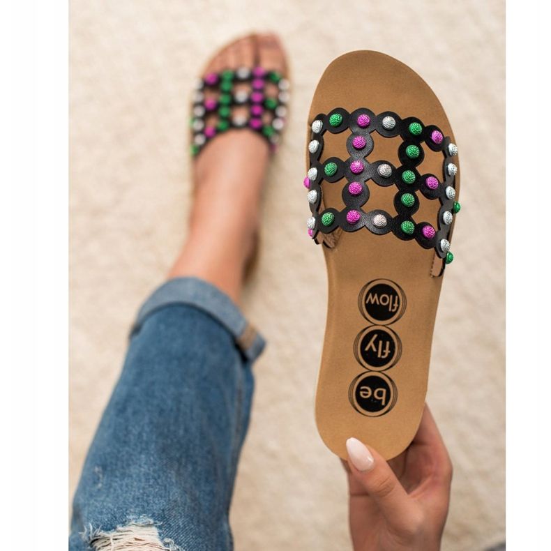 SHELOVET Casual tofflor för kvinnor svart mångfärgad 2