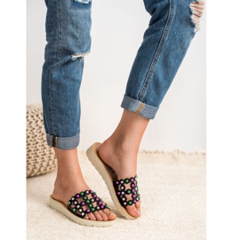 SHELOVET Casual tofflor för kvinnor svart mångfärgad 1