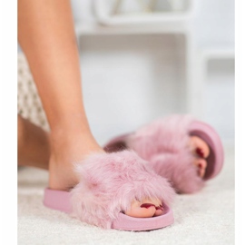 SHELOVET Gummi tofflor med päls violett 1