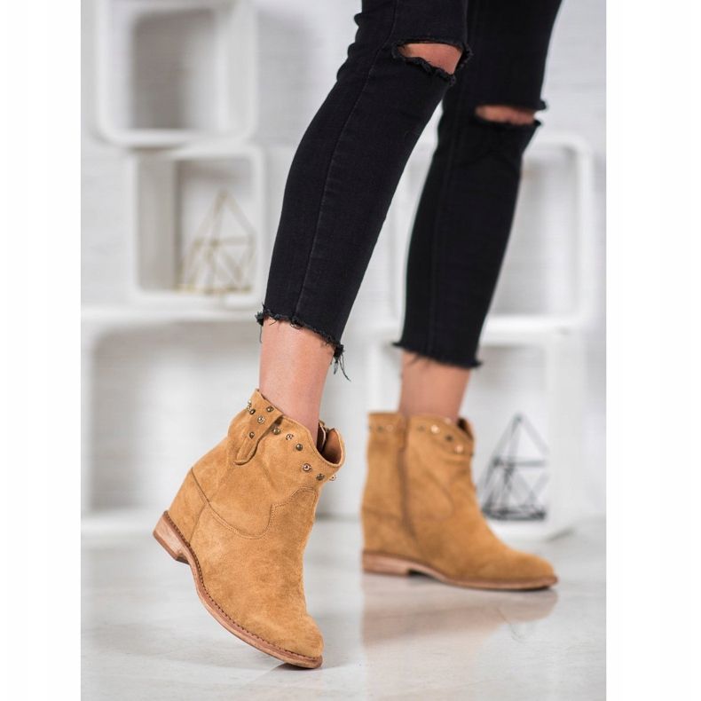 Bella Paris Cowboystövlar i mocka med jetstrålar brun 1