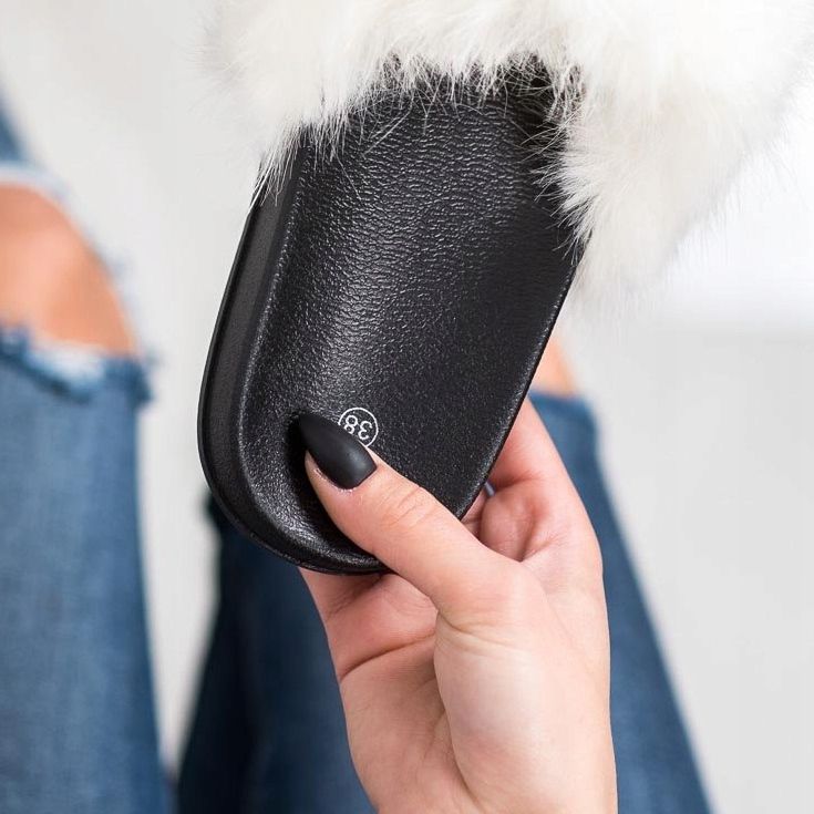 SHELOVET Bekväma päls tofflor vit 2