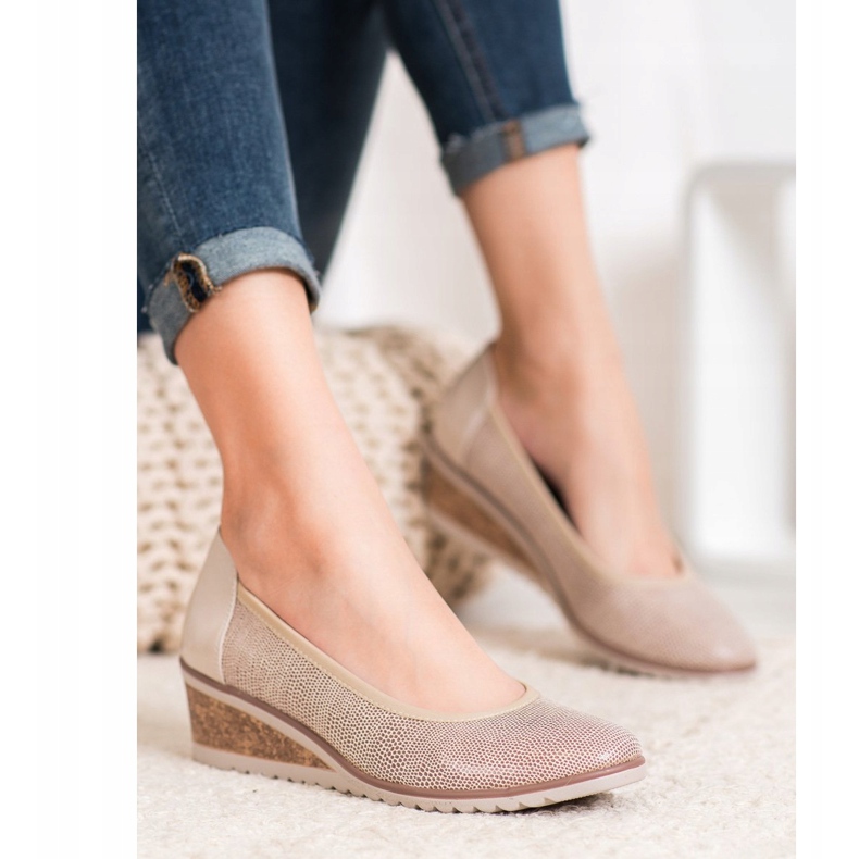 Eleganta VINCEZA -ballerinor beige brun 1