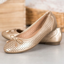 SHELOVET Openwork Ballerina med ekoläder gyllene 1