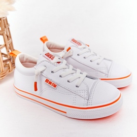 Barns ekoläder-sneakers Big Star HH374036 Vit-Orange 1
