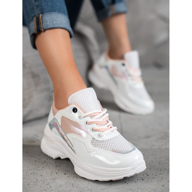 SHELOVET Snygga Eco Leather Sneakers vit mångfärgad 2