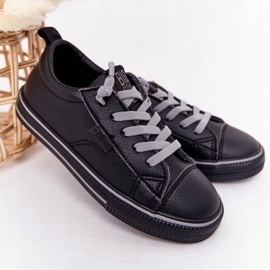 Barnens ekoläder Big Star HH374038 svarta sneakers 2