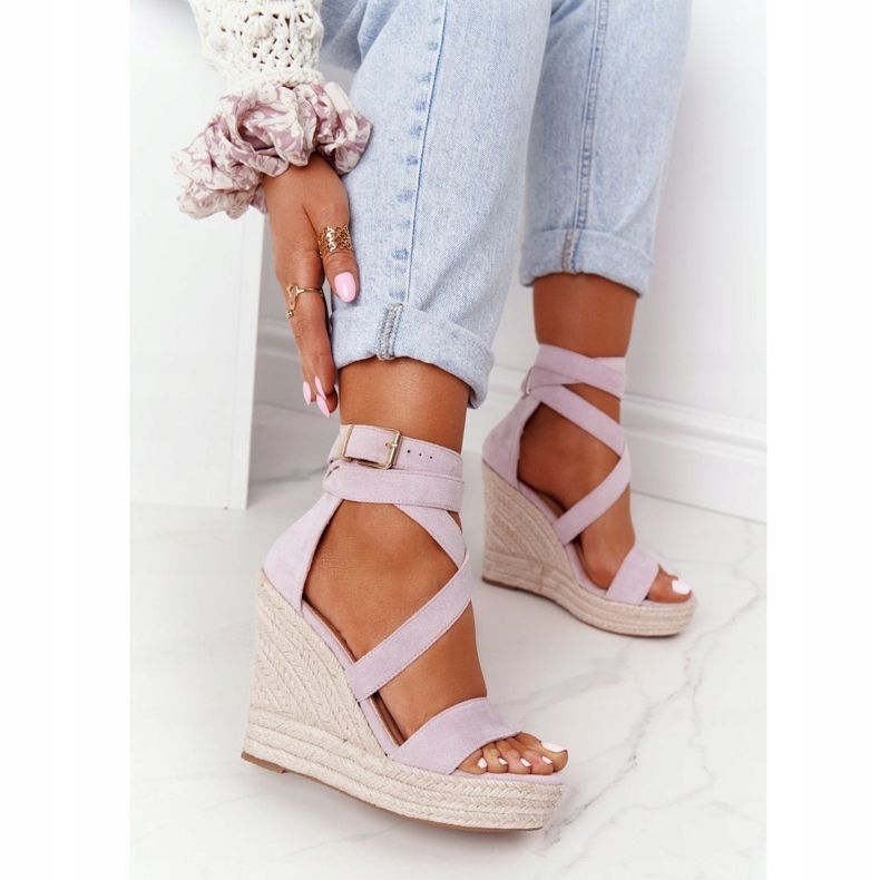 MSMG Sandaler med kil och flätad violett Lanzarote 1