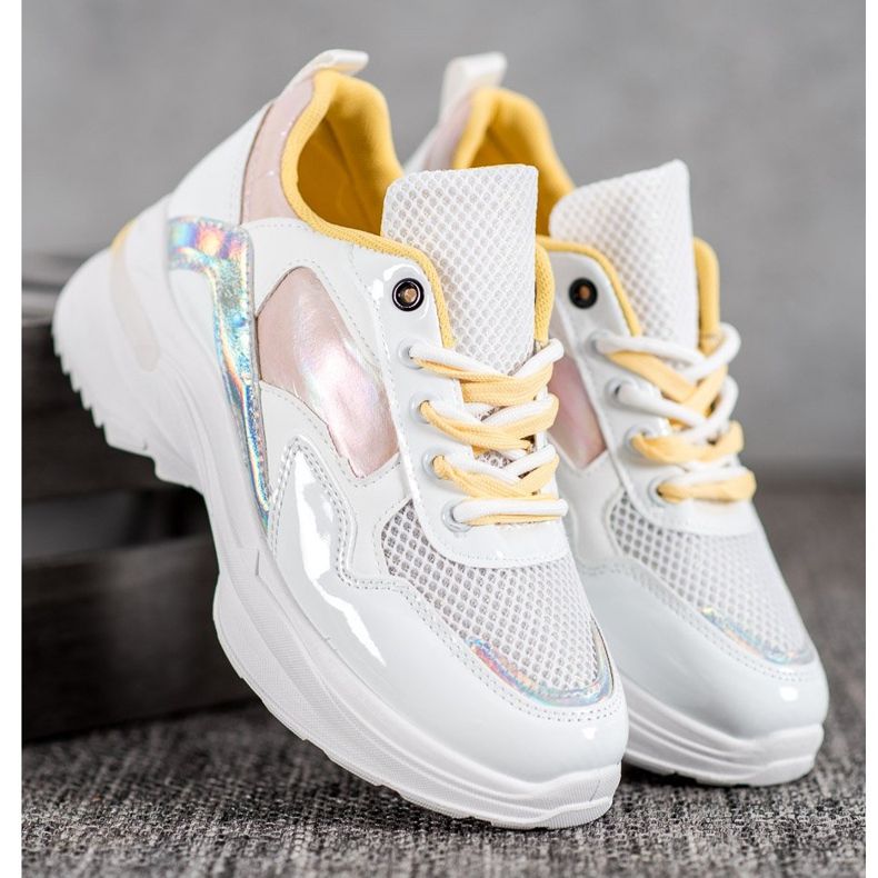 SHELOVET Snygga Eco Leather Sneakers vit mångfärgad 1