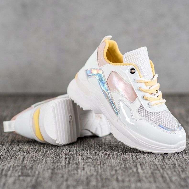 SHELOVET Snygga Eco Leather Sneakers vit mångfärgad 2