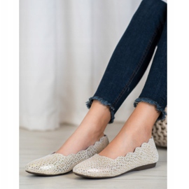 Filippo Fashionabla ballerinor i läder gyllene 2