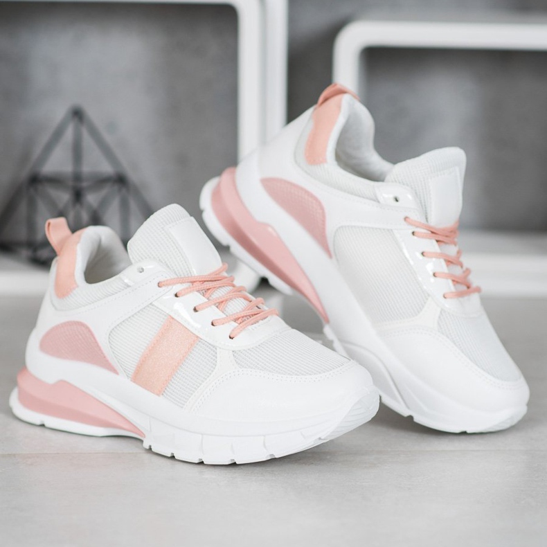 SHELOVET Snygga sneakers med mesh vit 2