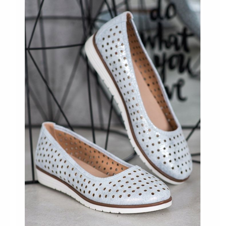 Kylie Openwork Ballerinas Med Glitter blå grå 1