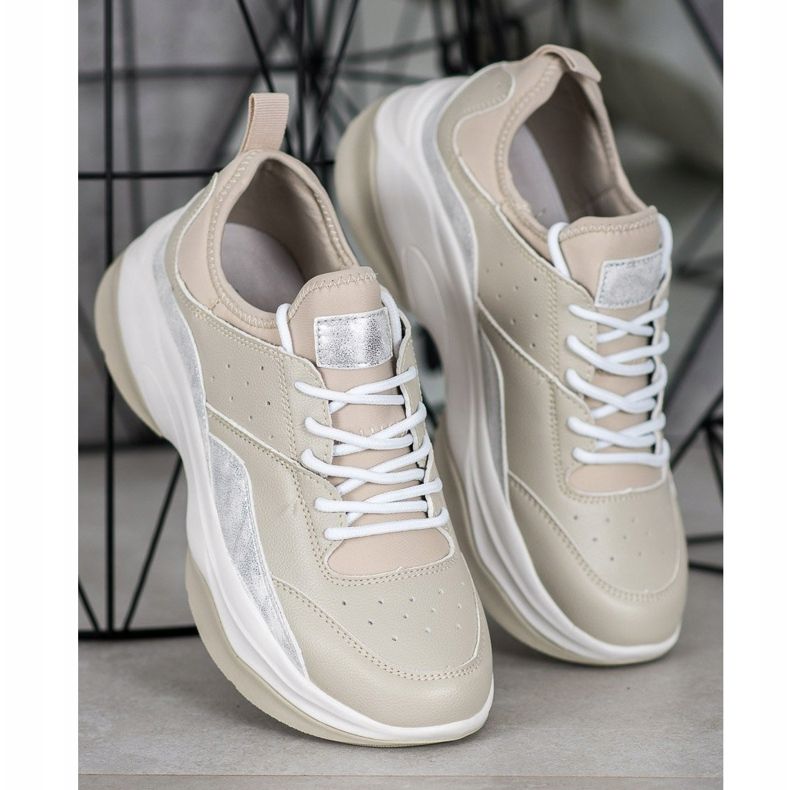 Kylie Bekväma sneakers på plattformen beige grå 1