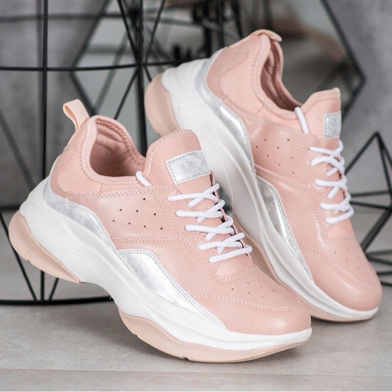 Kylie Bekväma sneakers på plattformen rosa grå 1