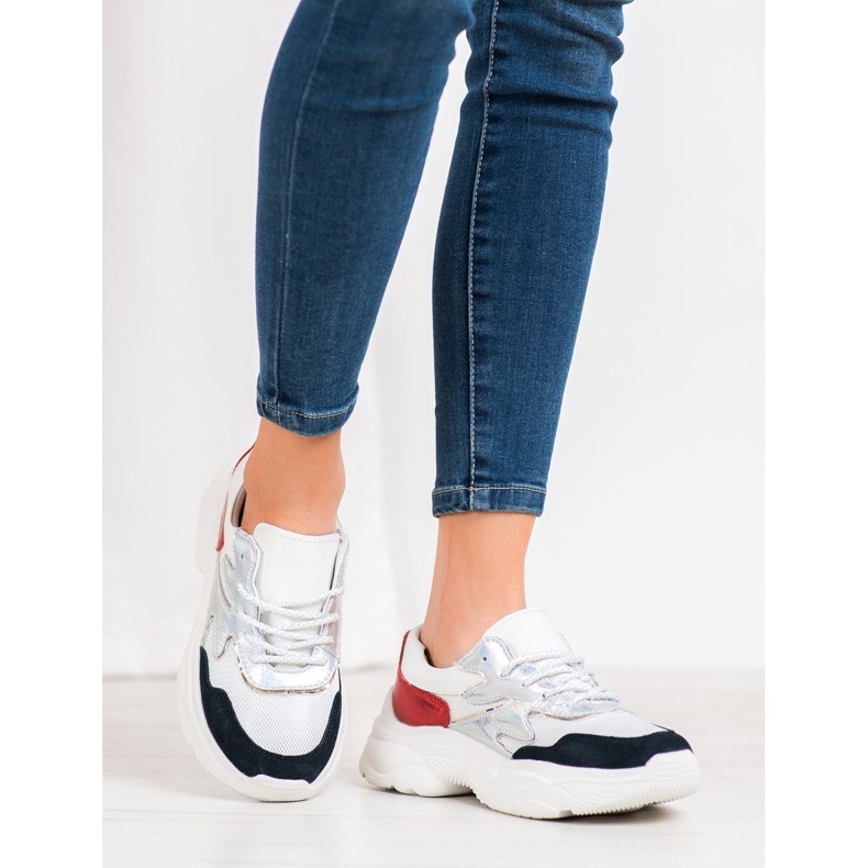 Filippo Färgglada sneakers i läder vit 2