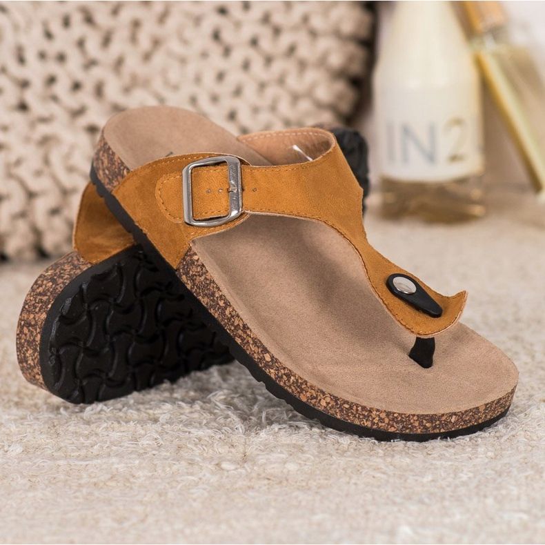 Bekväma VINCEZA flip-flops brun 1