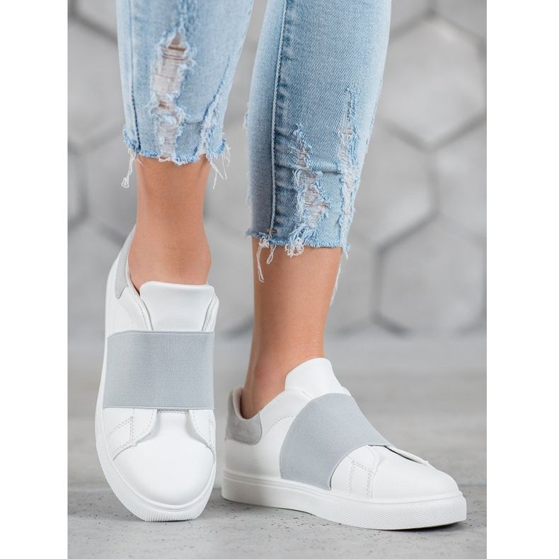 SHELOVET Slip-on skor med elastiskt band vit grå 1
