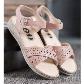 SHELOVET Lätta sandaler på plattformen rosa 1