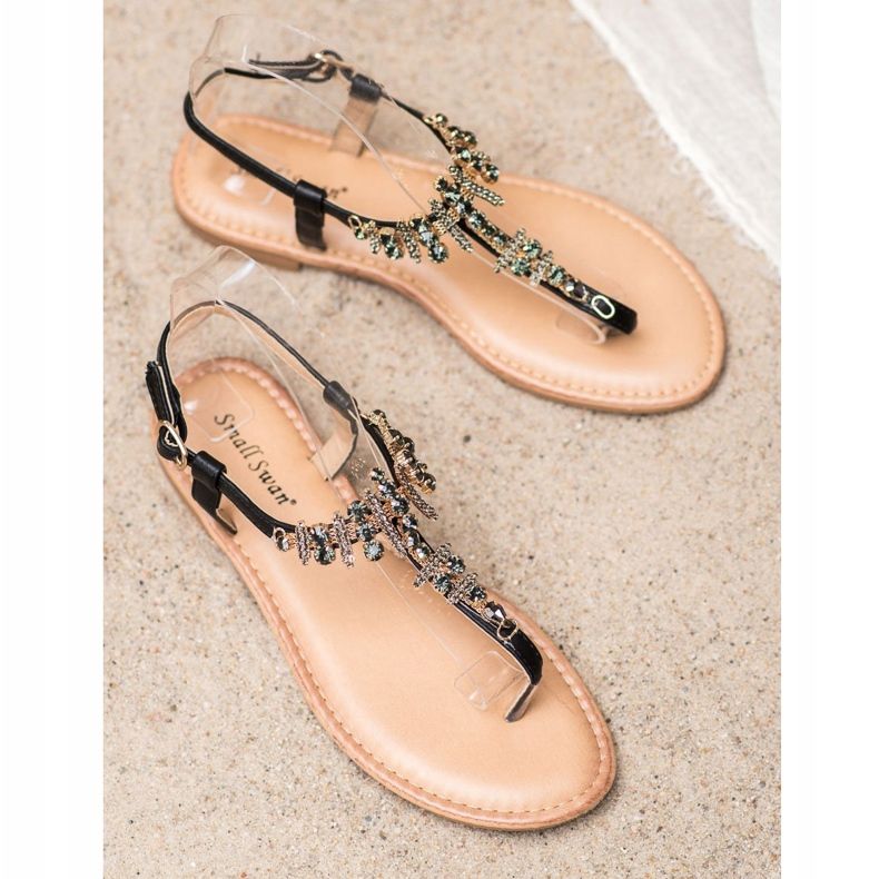 Small Swan Snygga sandaler med cubic zirconia svart 1