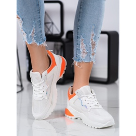 SHELOVET Sneakers Med Orange Insatser vit 2