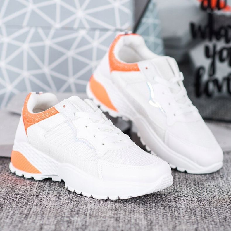 SHELOVET Sneakers Med Orange Insatser vit 1